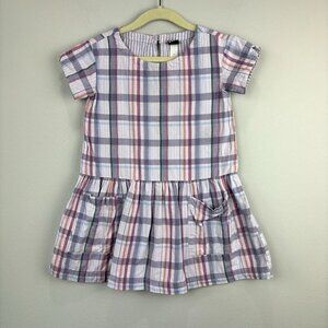 Tea Collection Woven Cotton Dress Purple Plaid 5